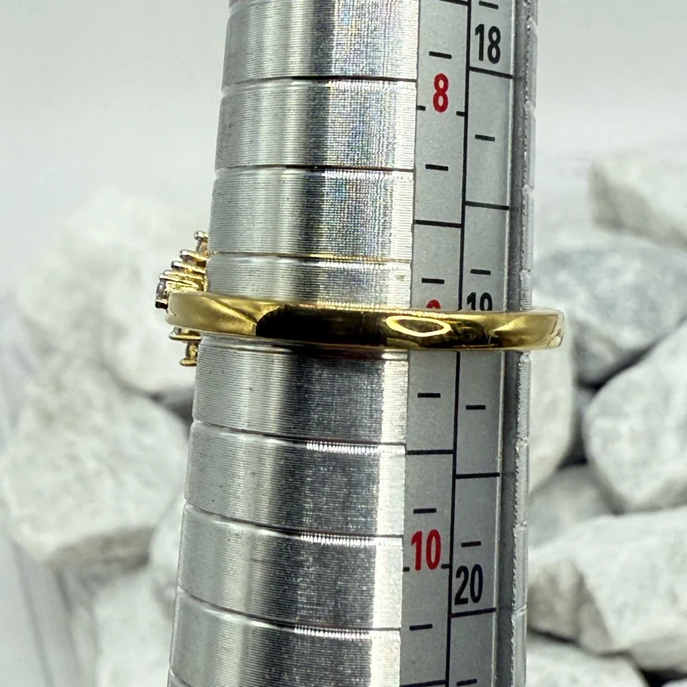 NWT AAA Turkizite & Moissanite 0.90ct Bypass Ring 18K Vermeil YG over 925 Size 9